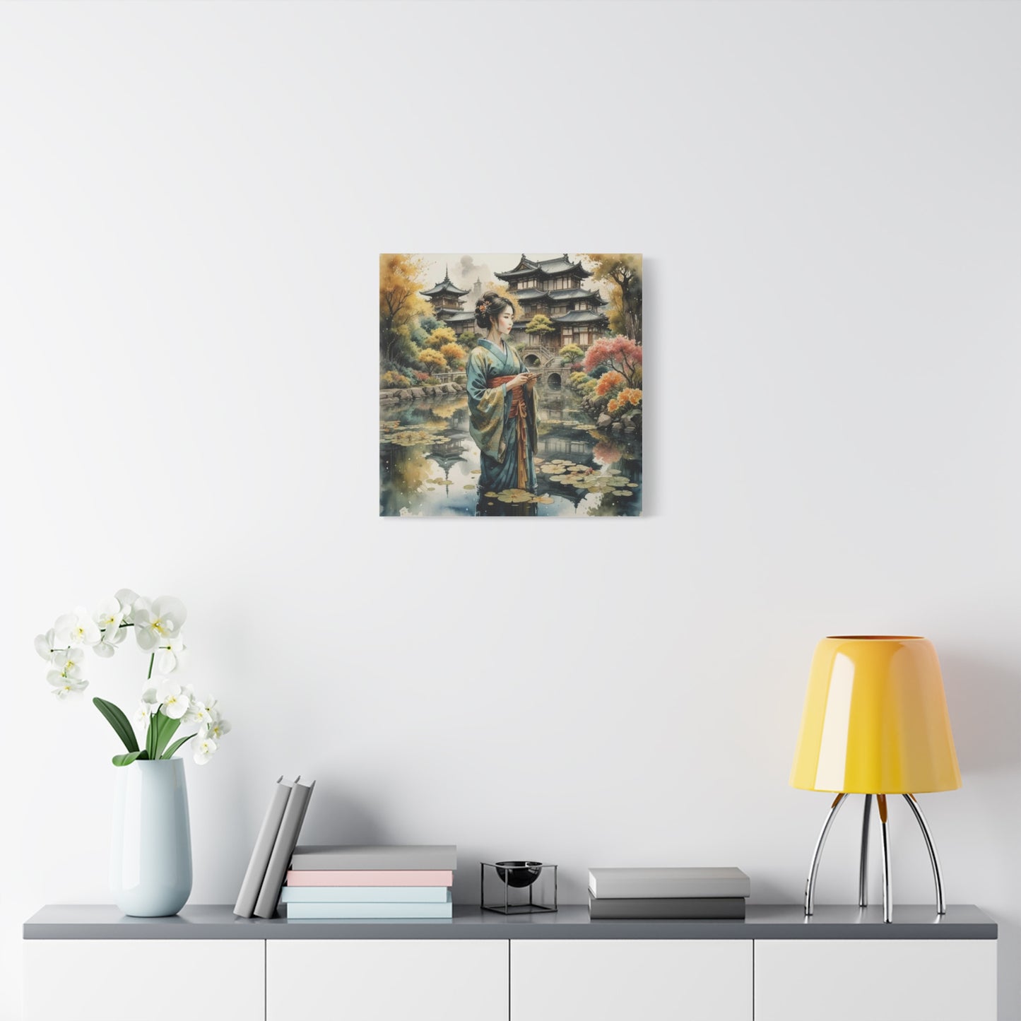Geisha in the Pond Asian Abstract Art