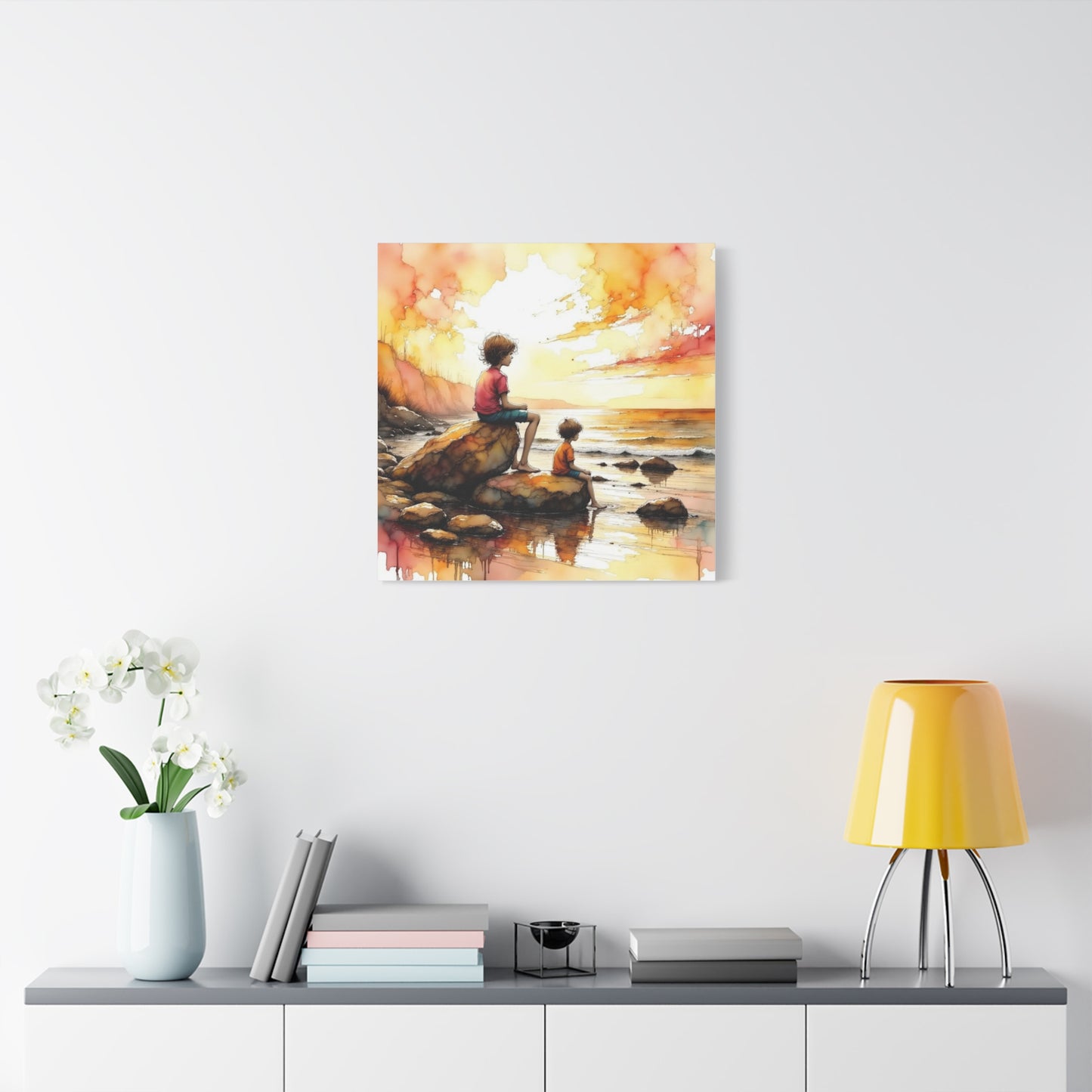 Boys on the Beach Abstract Art