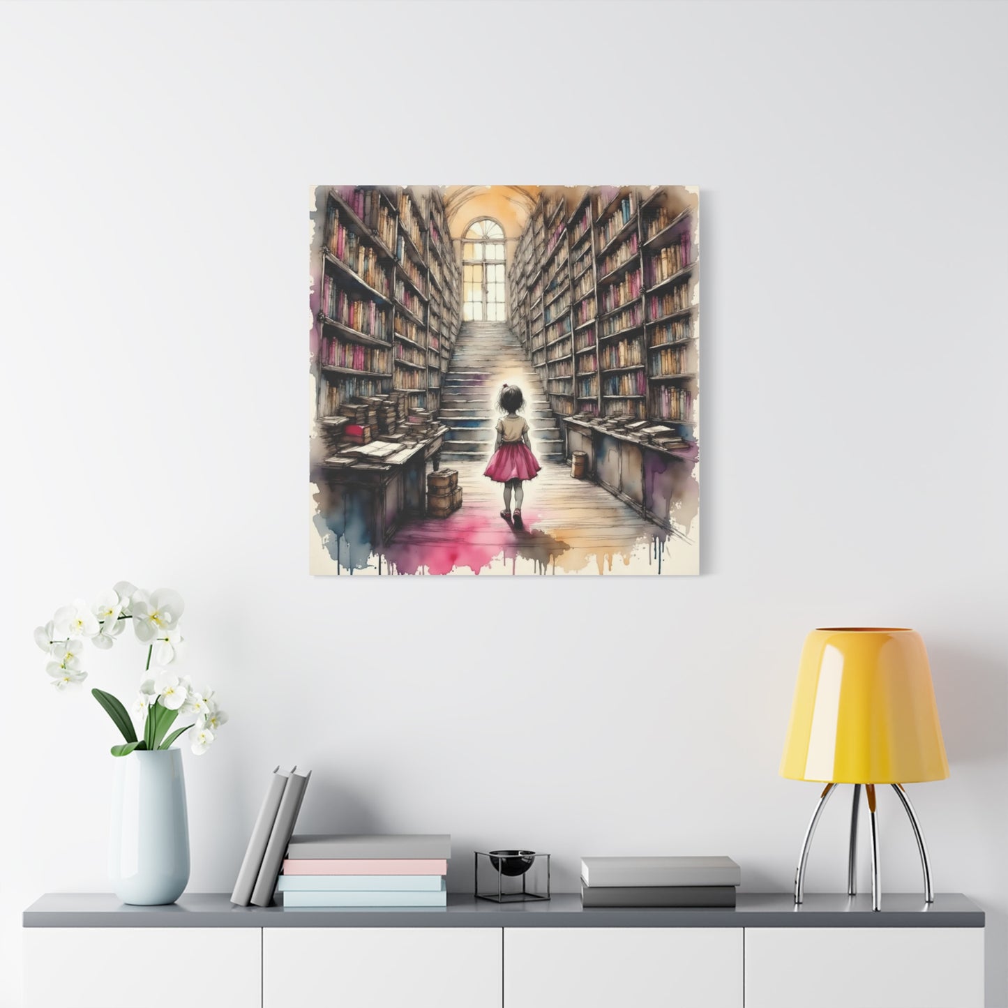 Girl in the Library Abstract Art