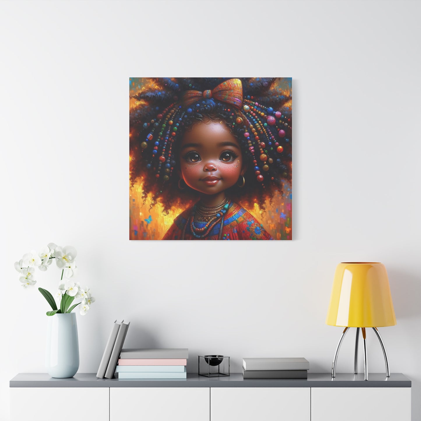 Beautiful Child Black Canvas Art