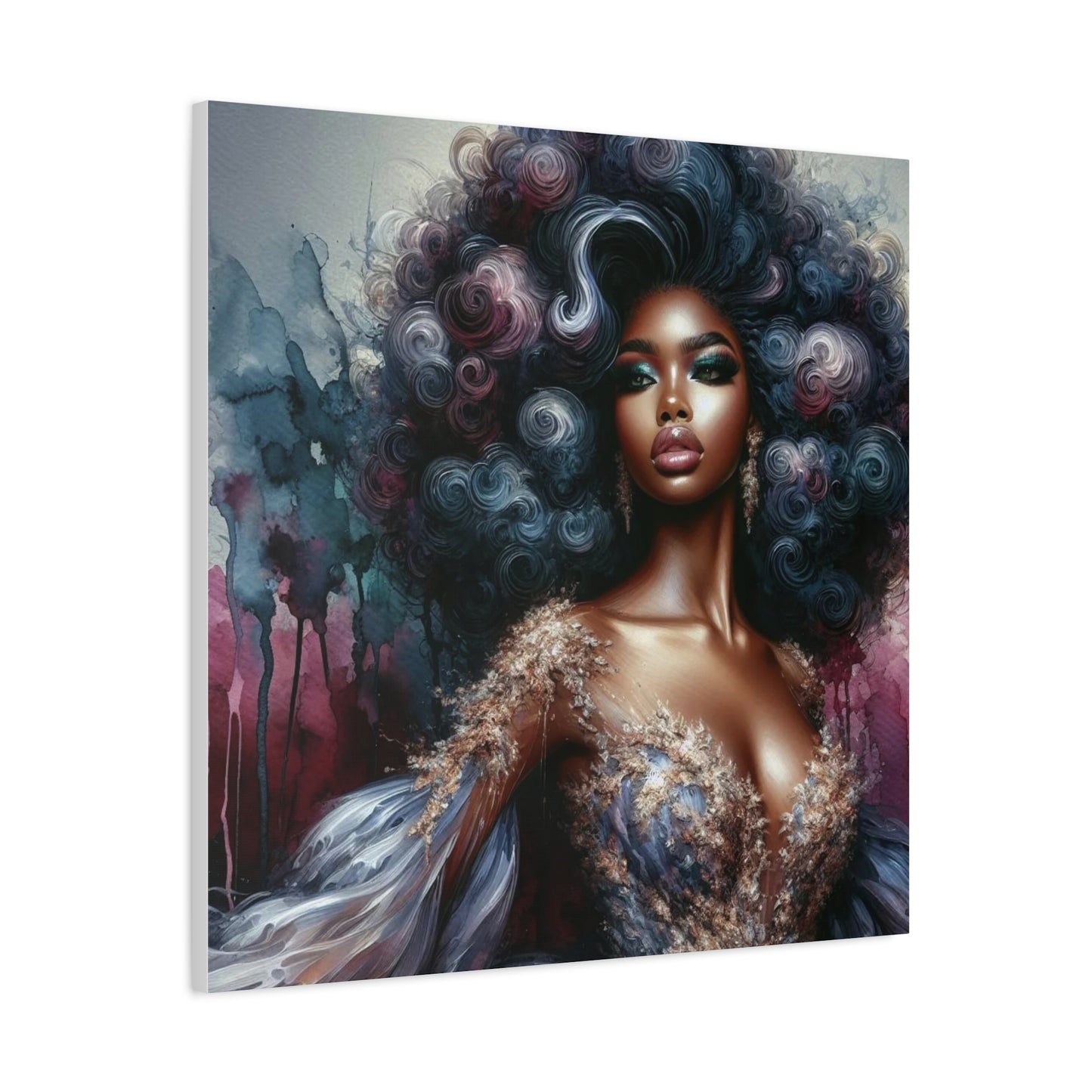 Beautiful Woman Black Canvas Art