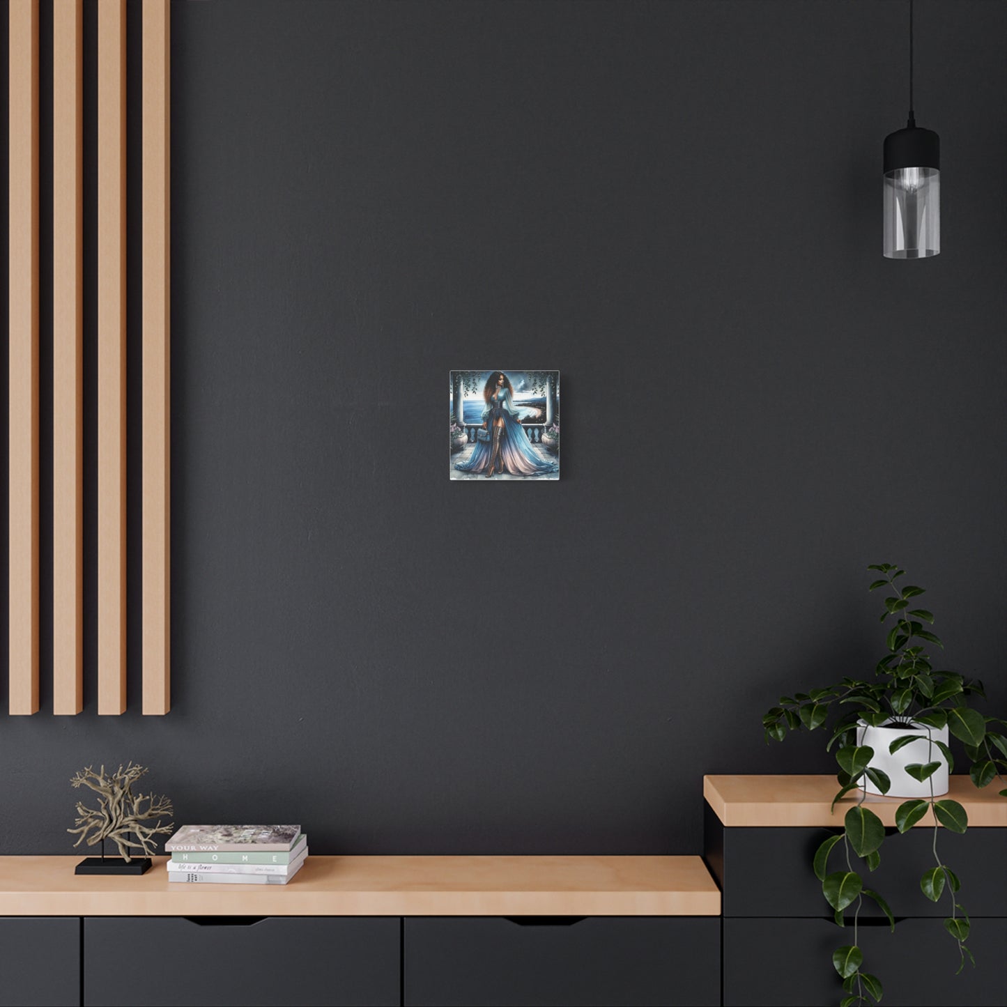 Beautiful Black Woman in Blue Canvas Art