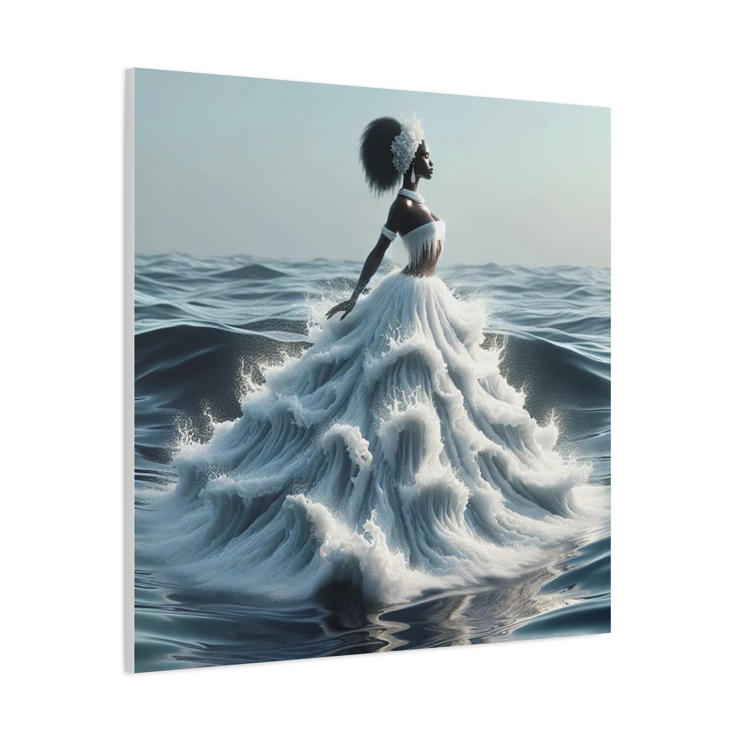 Beautiful Black Woman w Water Dress Canvas Art