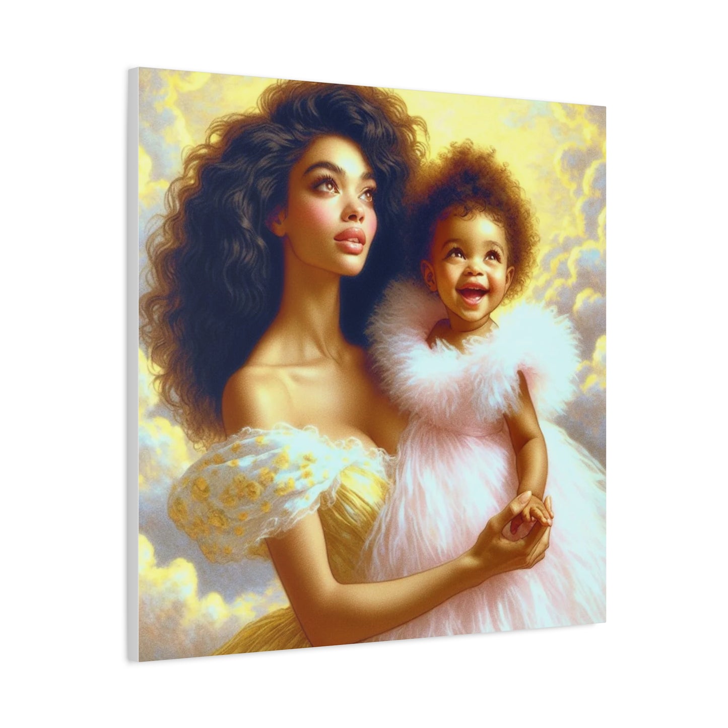 Mother and Daughter Black Canvas Art