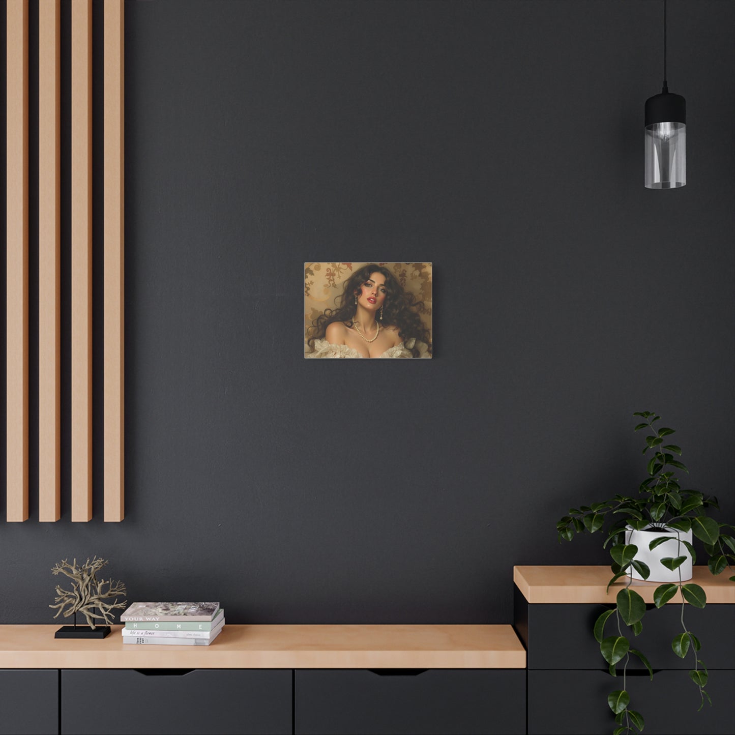 Canvas Print - Brunette Woman With Pearls