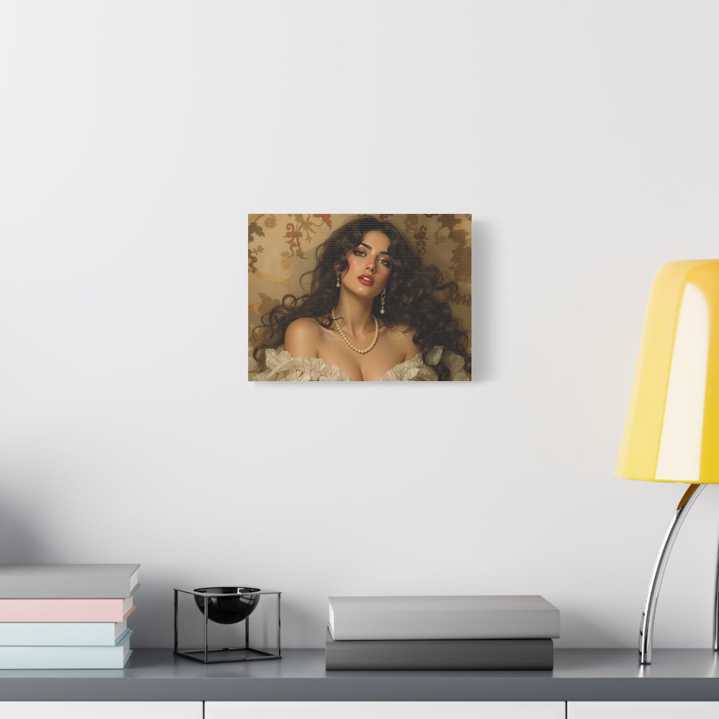 Canvas Print - Brunette Woman With Pearls