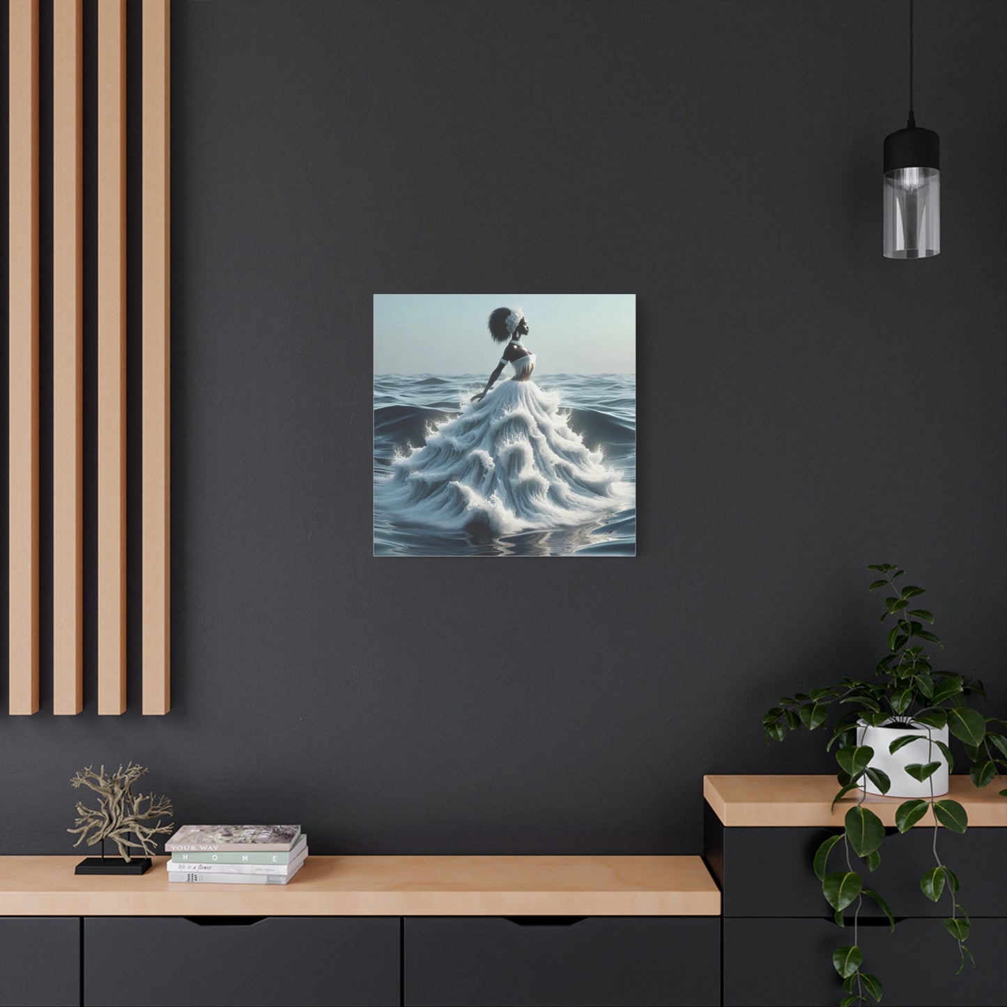Beautiful Black Woman w Water Dress Canvas Art