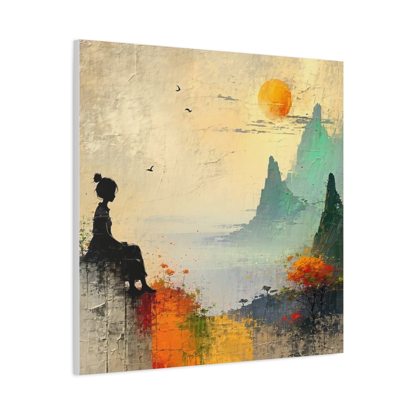 Girl On a Hill Abstract Art