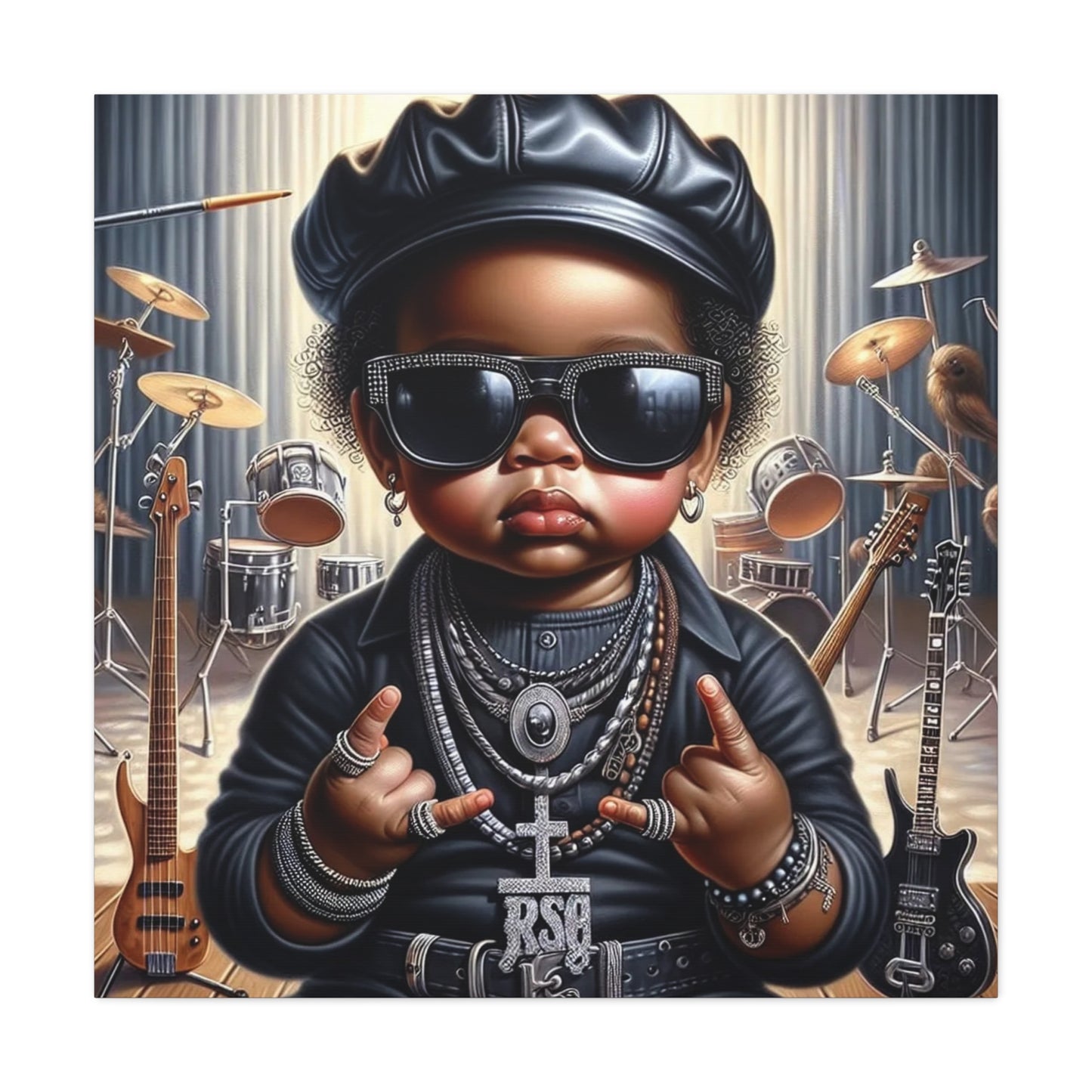 Cool Little Boy Black Canvas Art