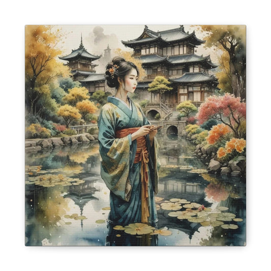 Geisha in the Pond Asian Abstract Art