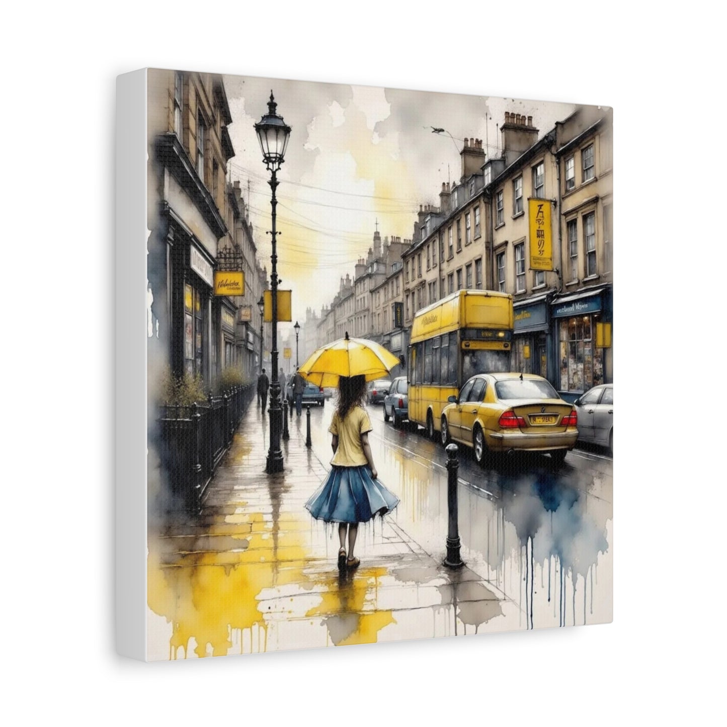 Girl with the Yellow Umbrella Abstract Art