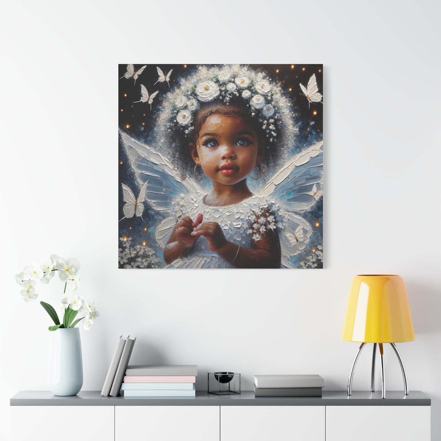 Beautiful Child Black Canvas Art