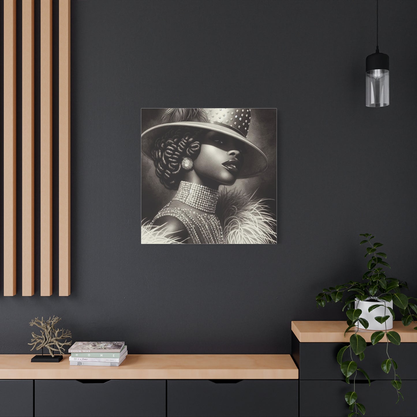 Beautiful Black Woman in Diamonds Hat Canvas Art