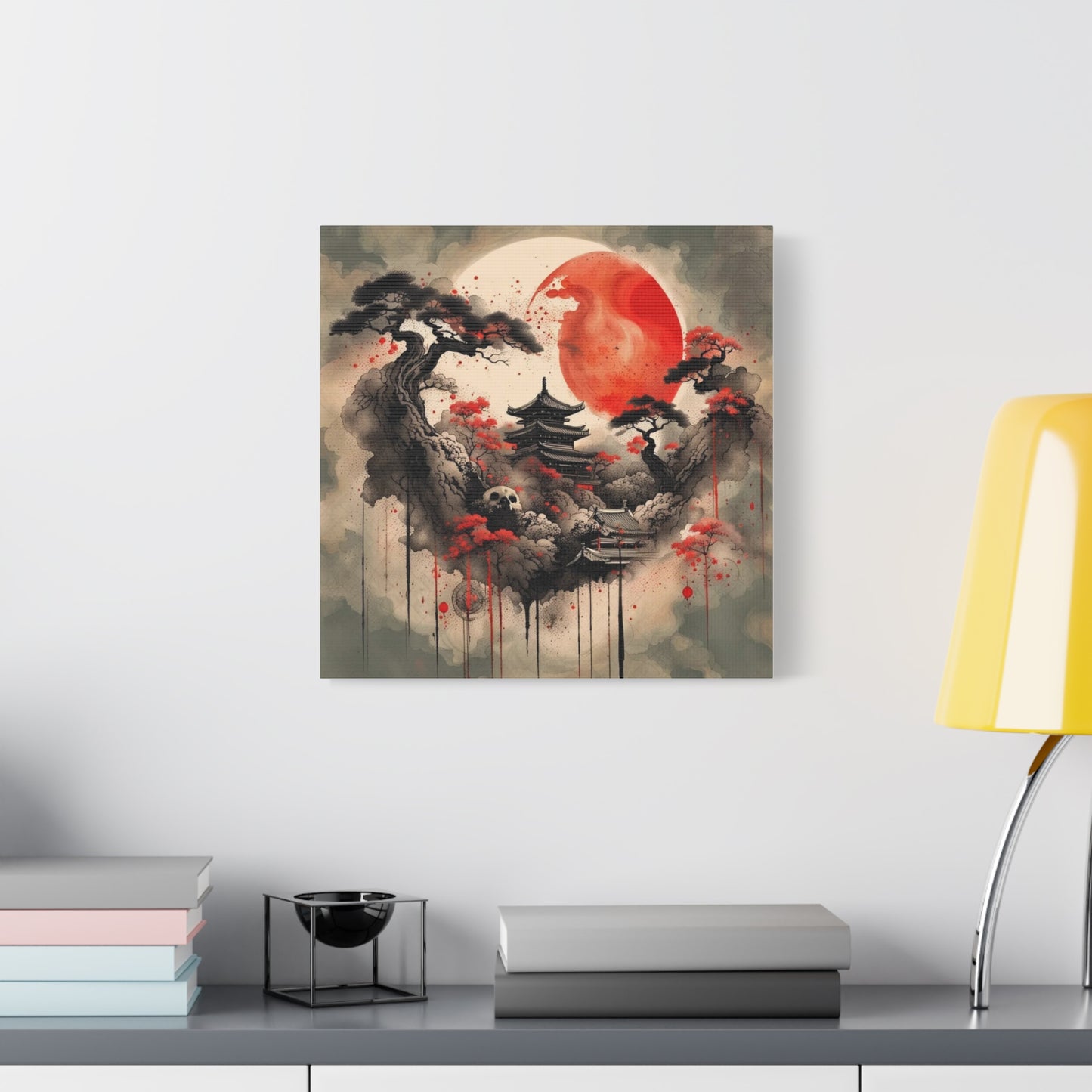 Red Moon Asian Abstract Art