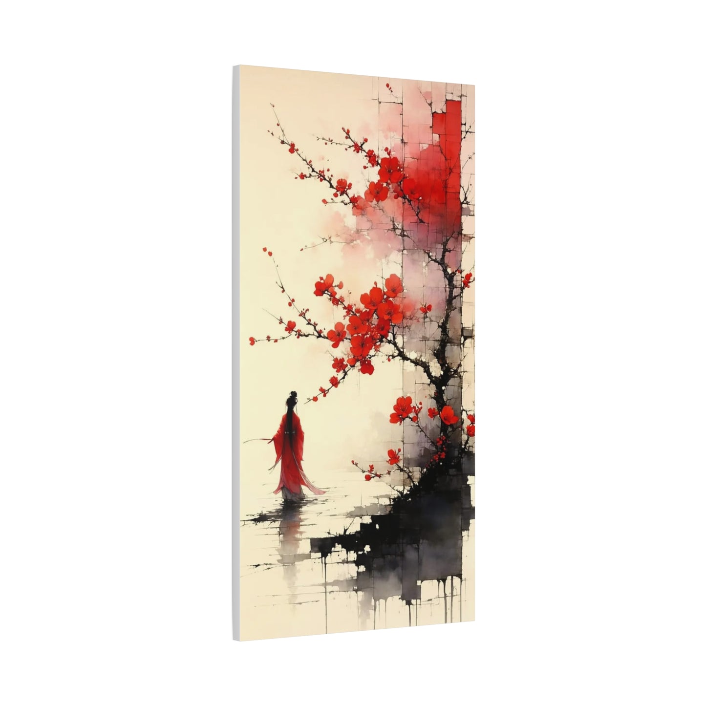 Red Flowers Asian Abstract Art