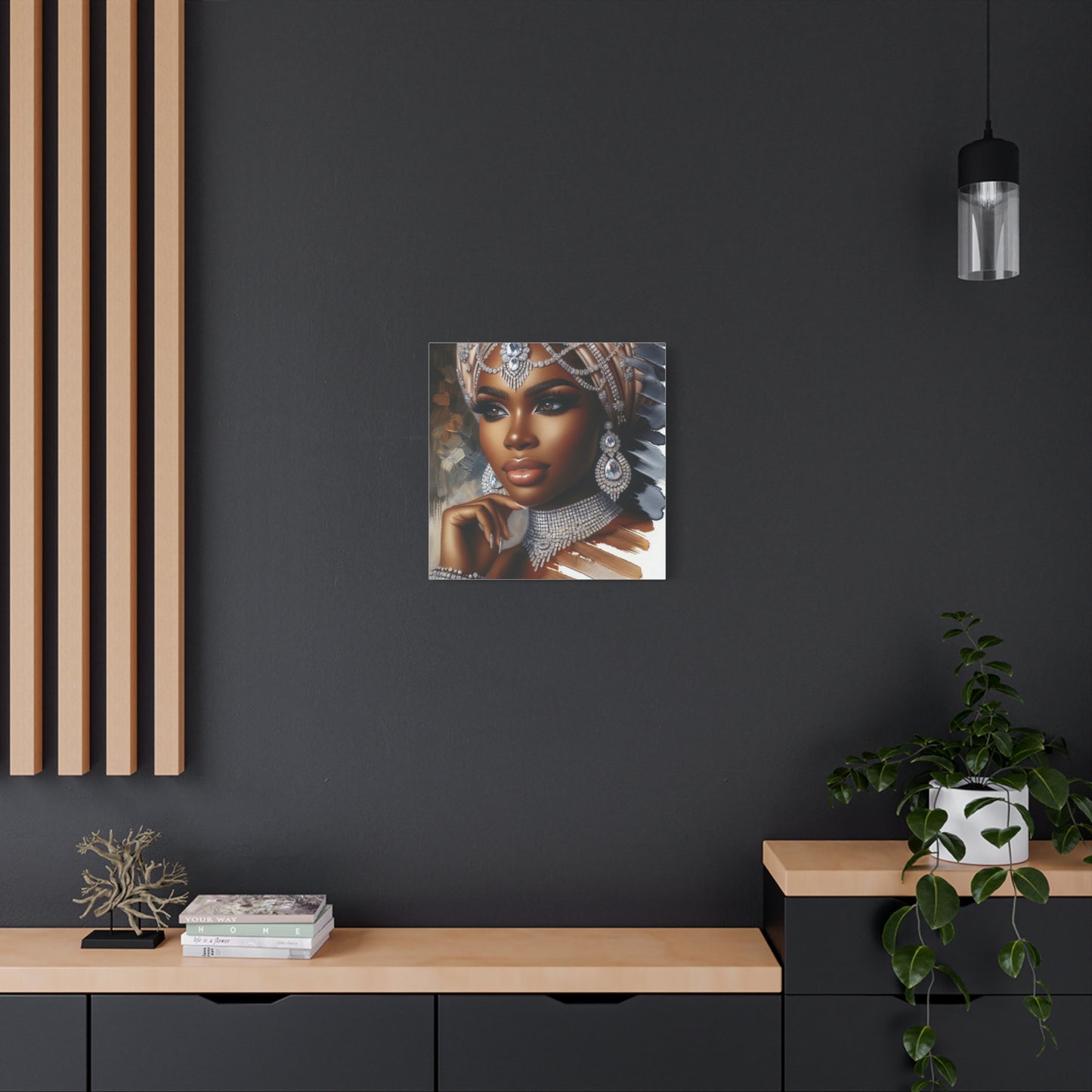 Beautiful Black Woman w Diamonds Canvas Art