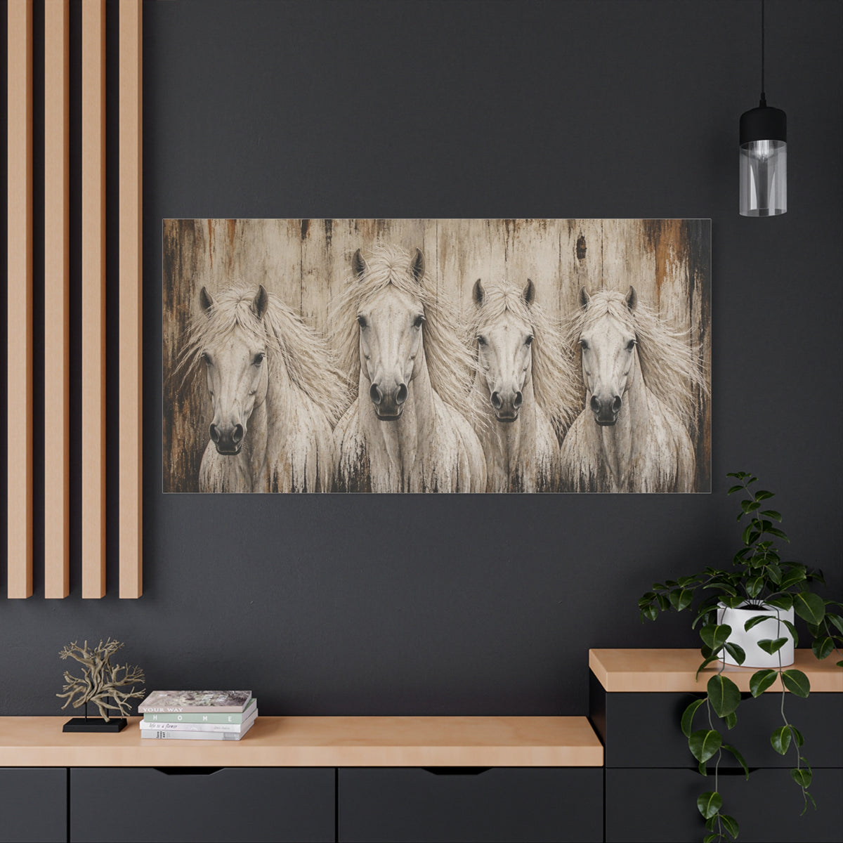 White Horses Matte Canvas Wall Art — Stretched 1.25"