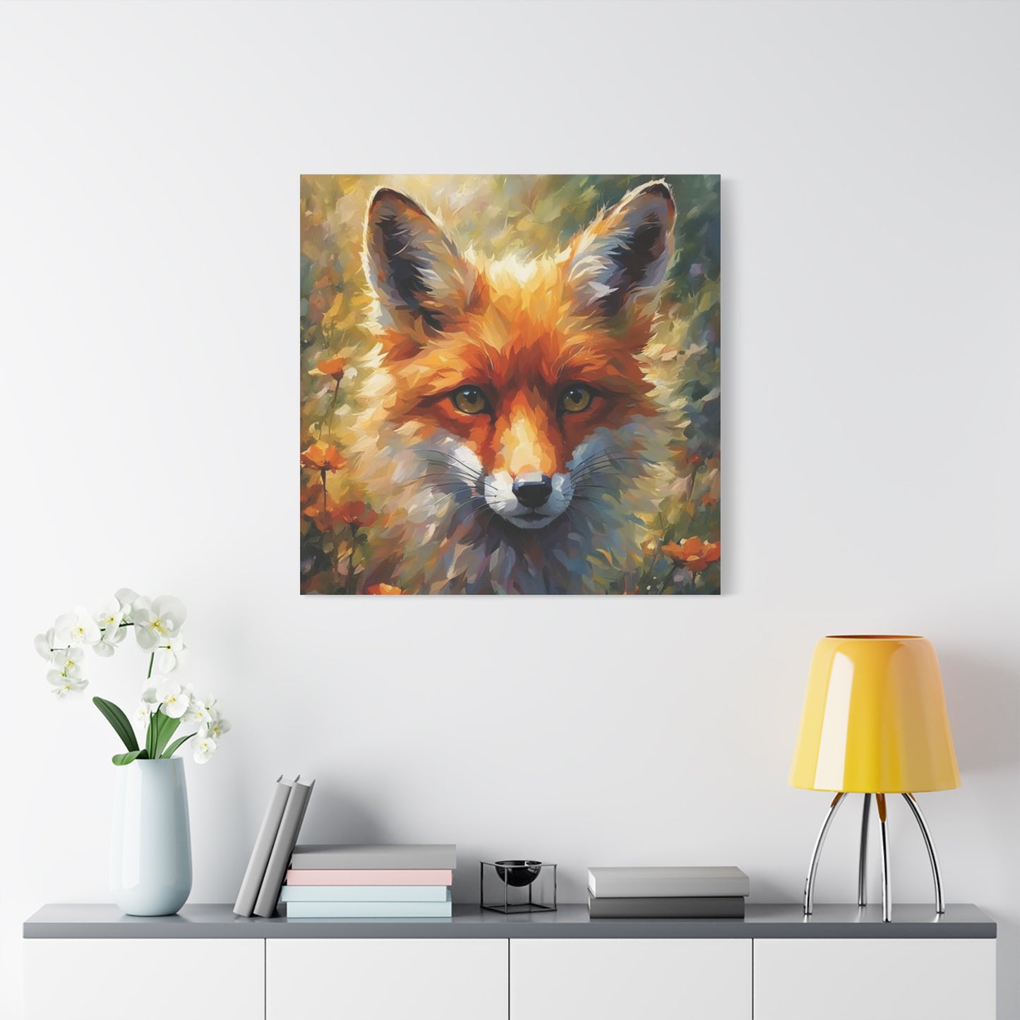 Fox in the Flowers Abstract Art