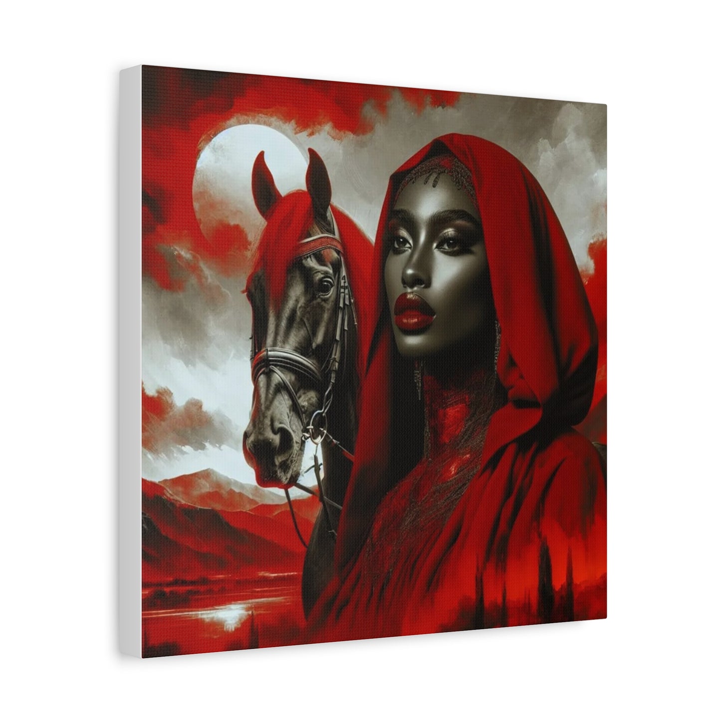 Beautiful Black Woman and her Horse Canvas Art