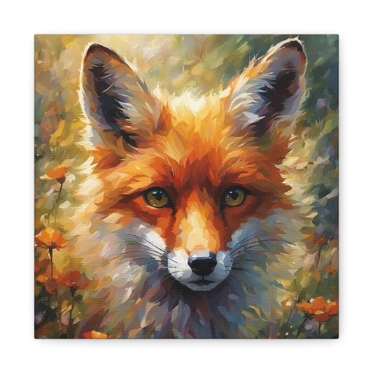 Fox in the Flowers Abstract Art