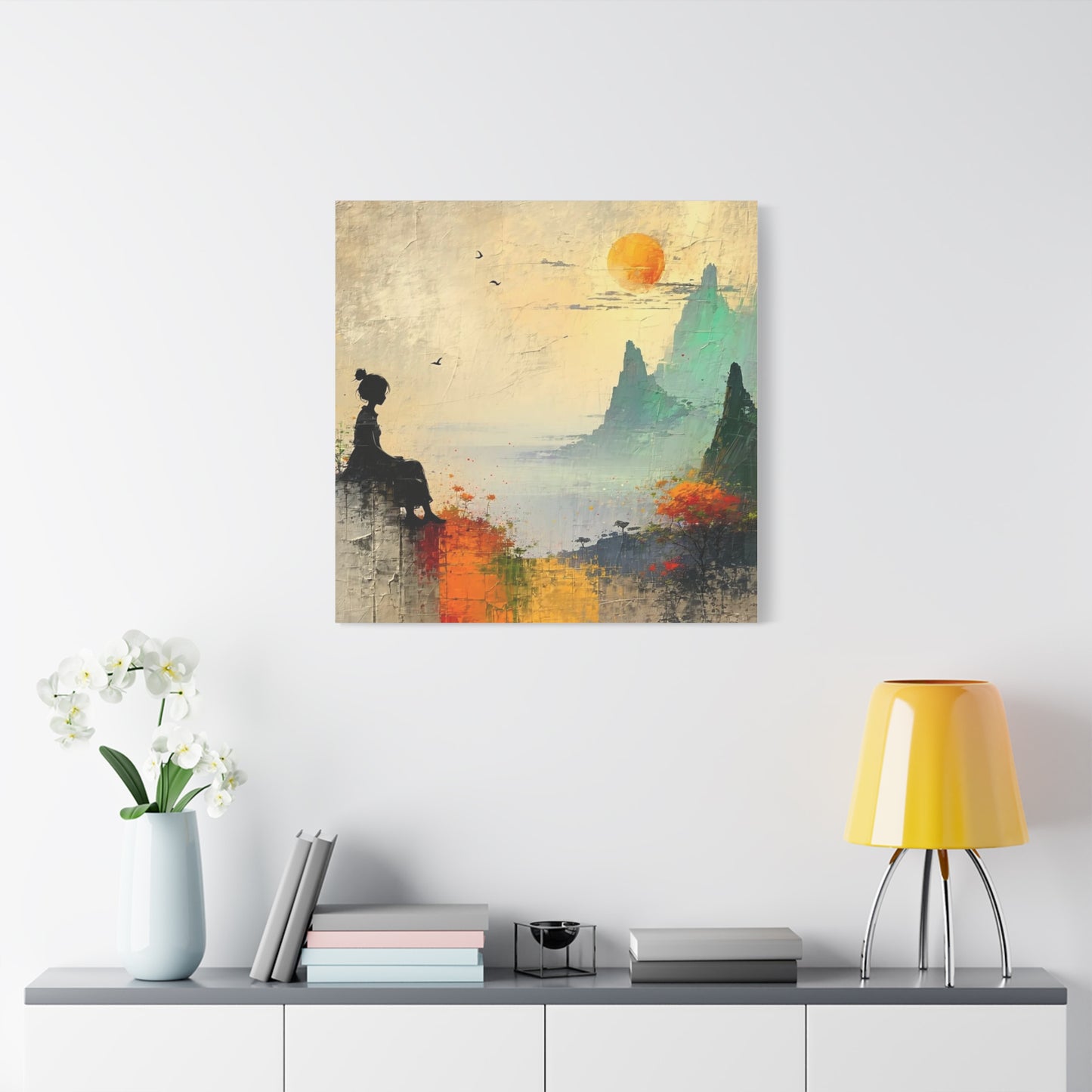 Girl On a Hill Abstract Art
