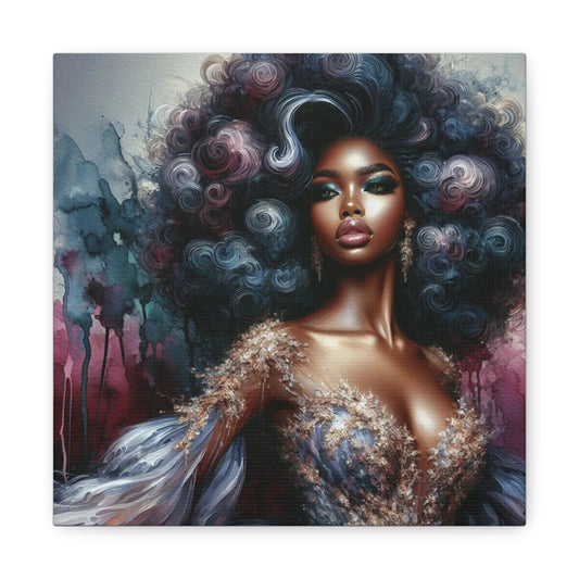 Beautiful Woman Black Canvas Art
