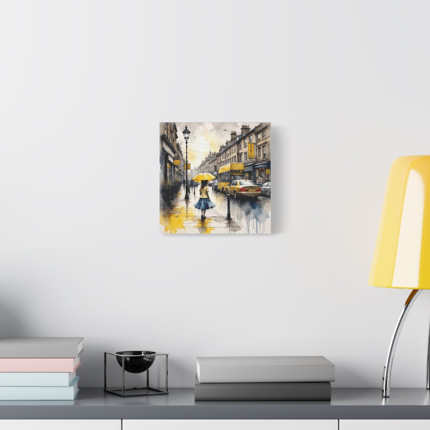 Girl with the Yellow Umbrella Abstract Art