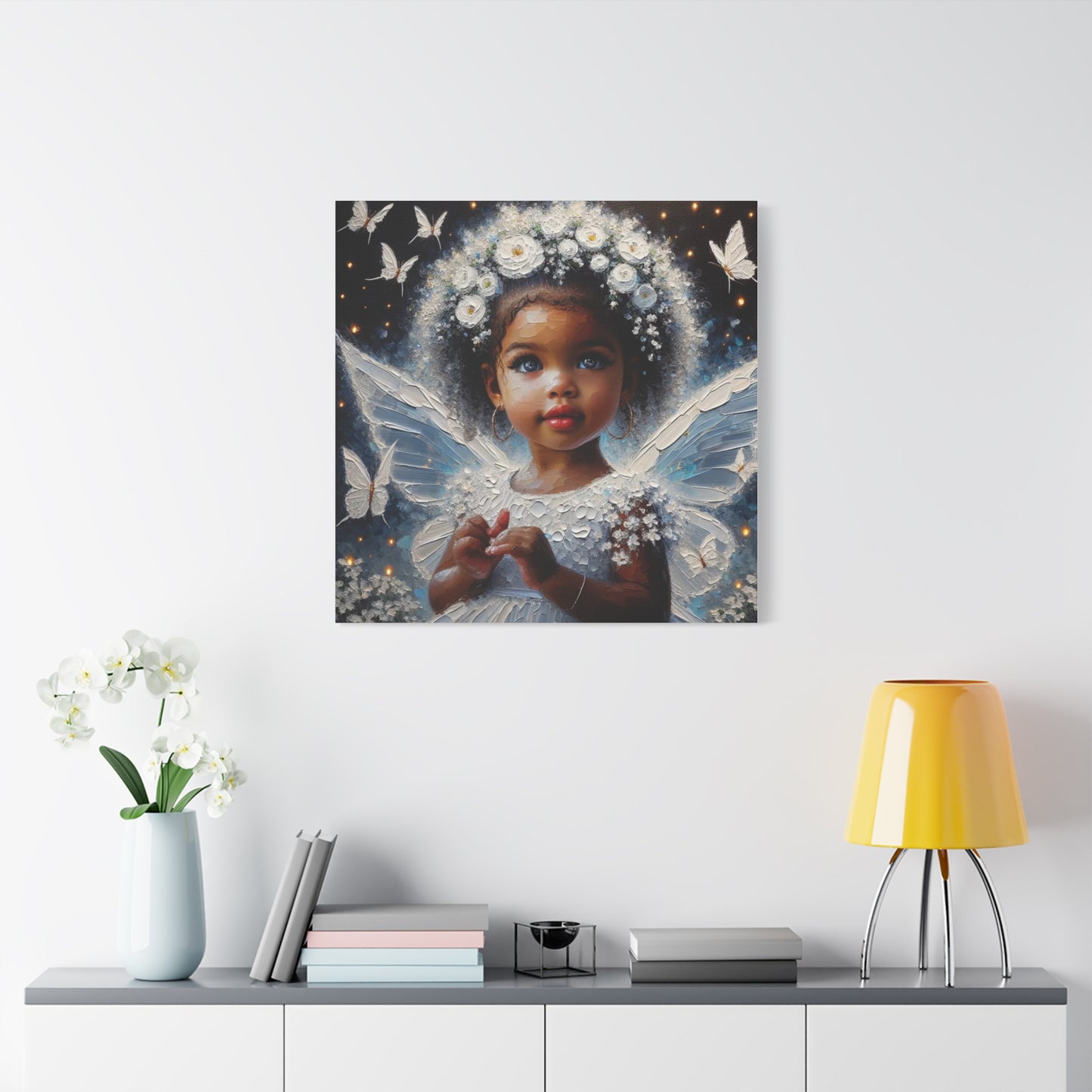 Beautiful Child Black Canvas Art