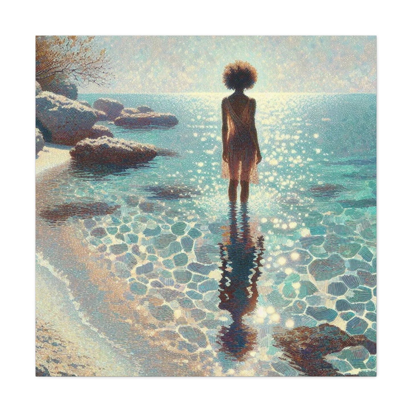 Beautiful Black Woman at the Beach Canvas Art