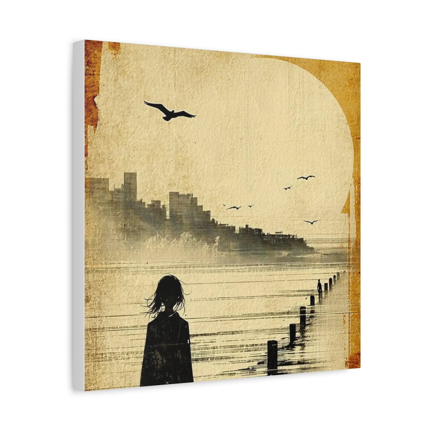 Girl on a Pier Abstract Art
