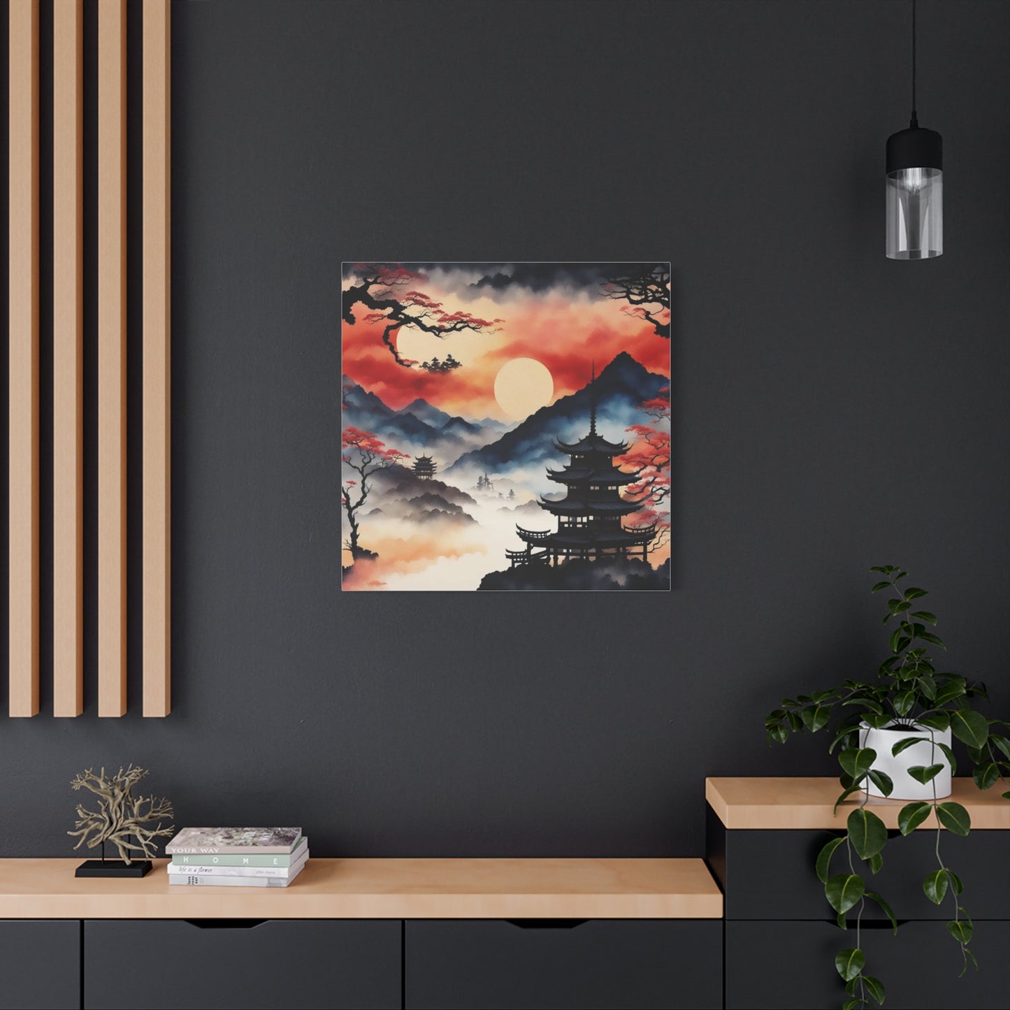 Sunset over the Mountains Asian Abstract Art