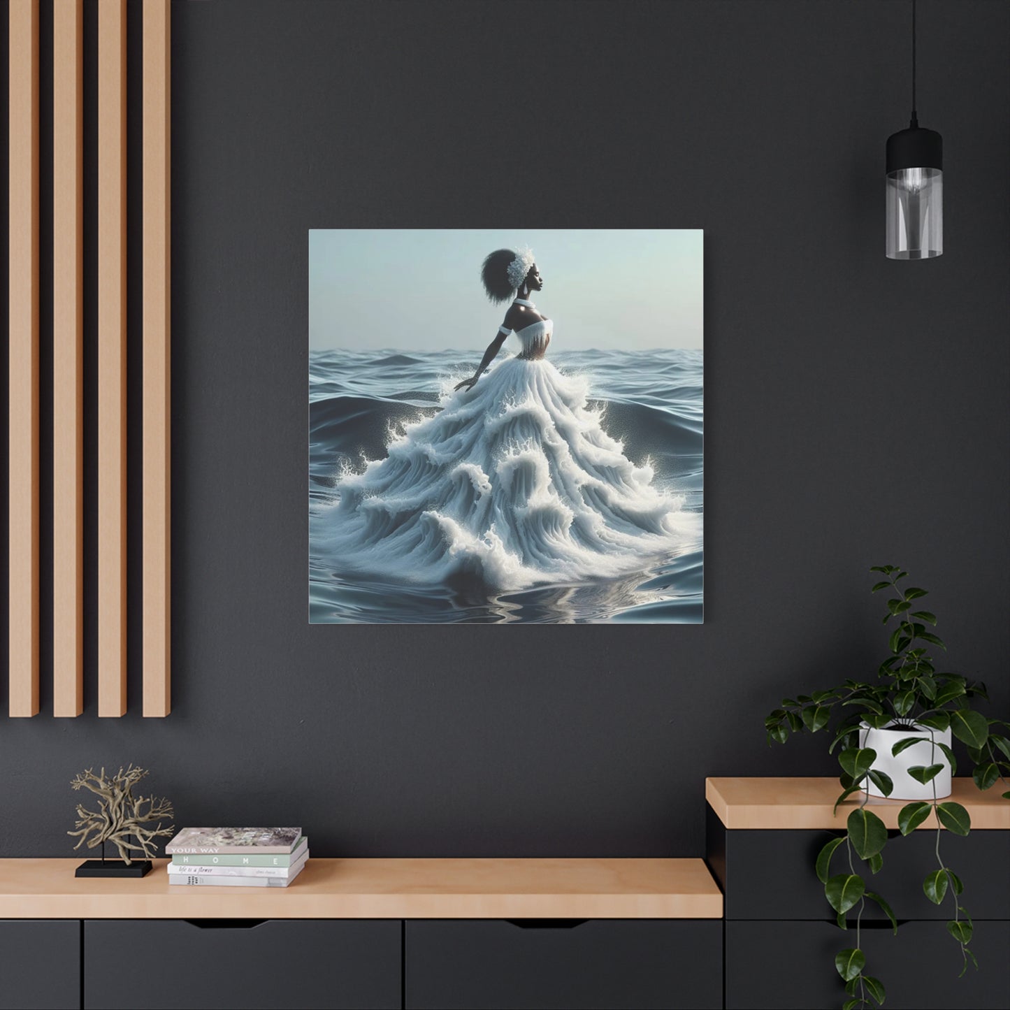 Beautiful Black Woman w Water Dress Canvas Art