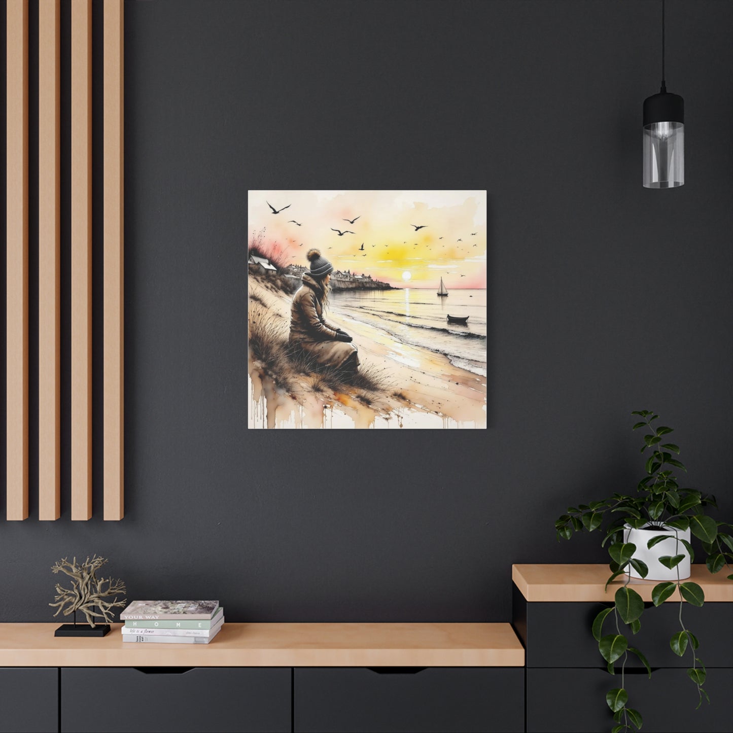 Girl on the Beach in the Winter Abstract Art