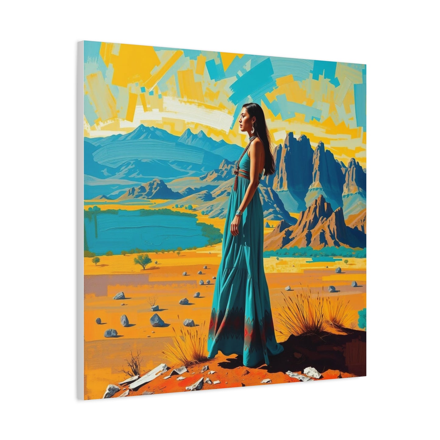 Canvas Print -Vibrant Native American Woman Wall Art