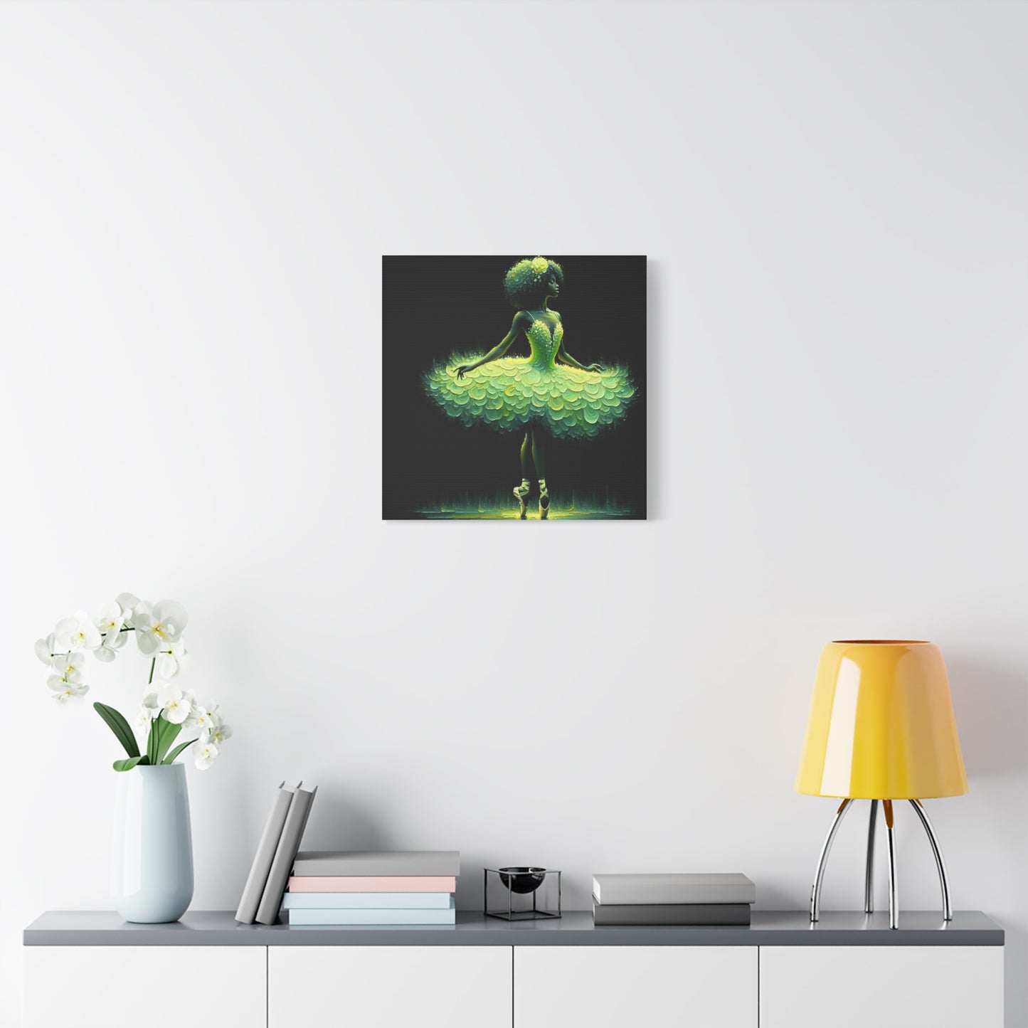 Beautiful Black Ballerina in Yellow Canvas Art