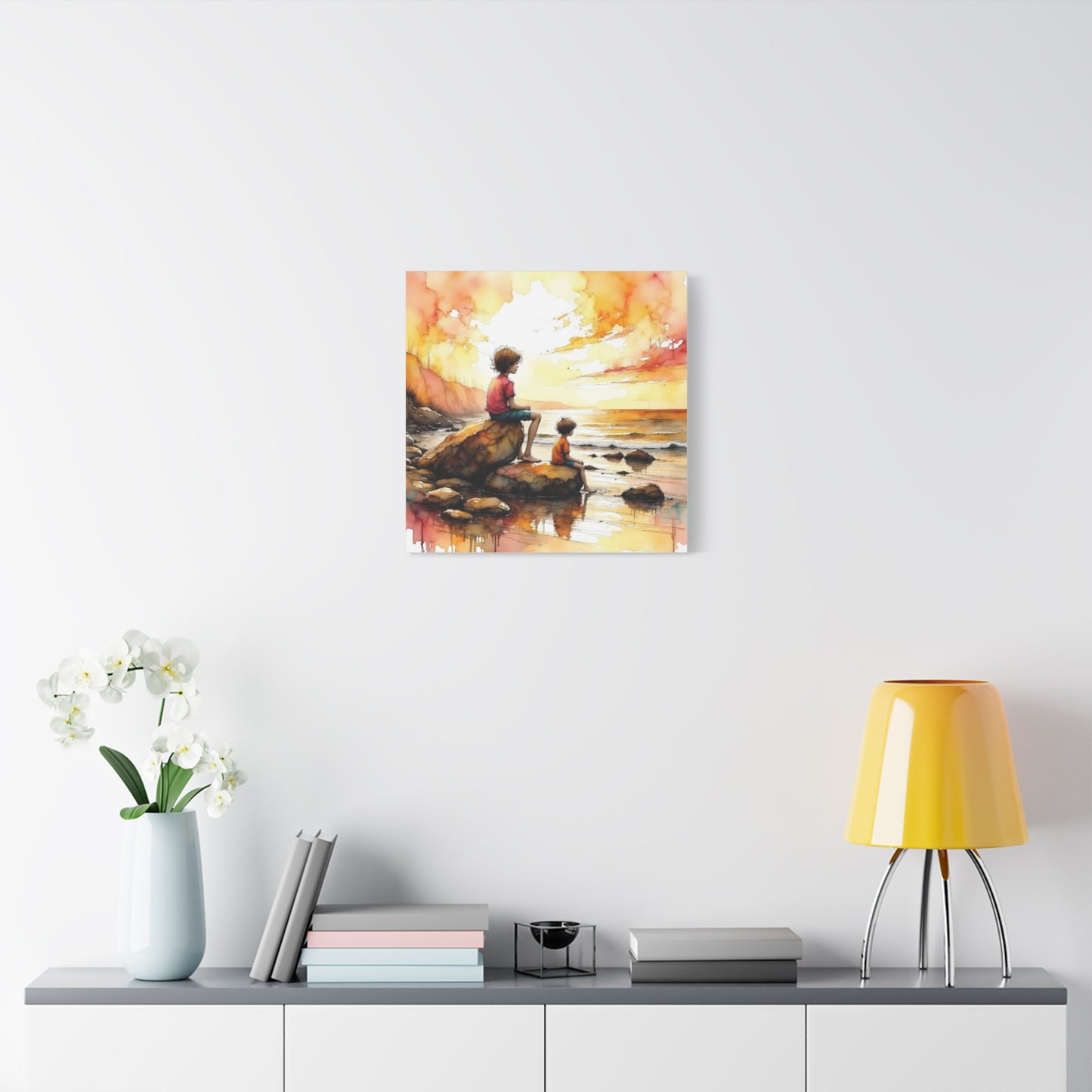 Boys on the Beach Abstract Art
