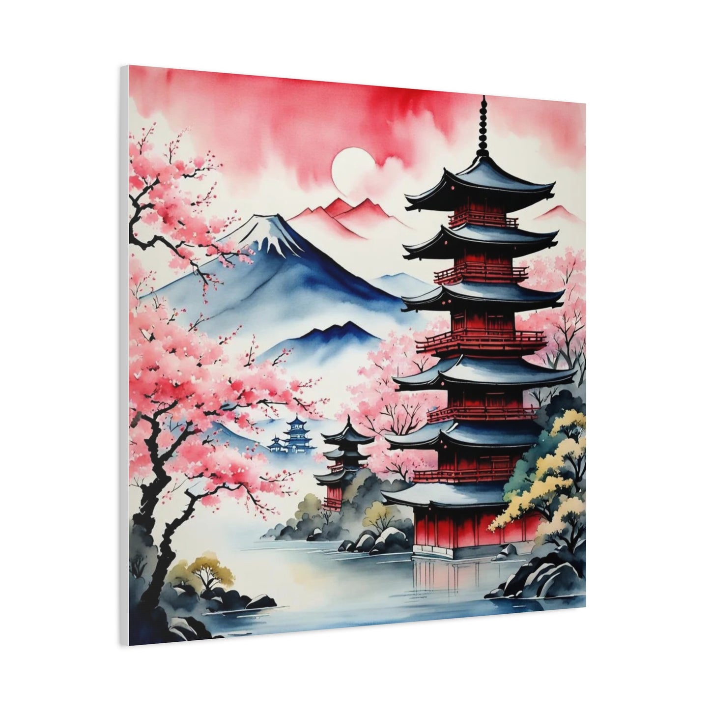 Sunset over the Mountains Asian Abstract Art