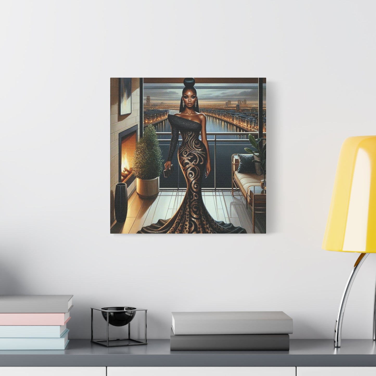 Elegant Woman Black Canvas Art
