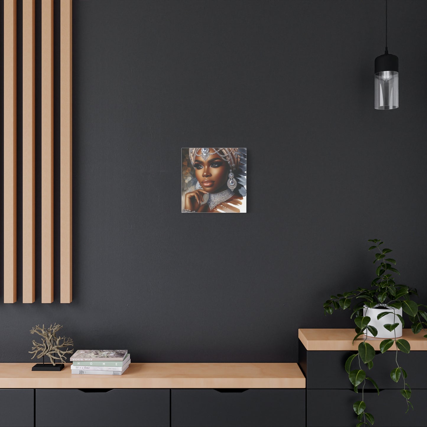 Beautiful Black Woman w Diamonds Canvas Art