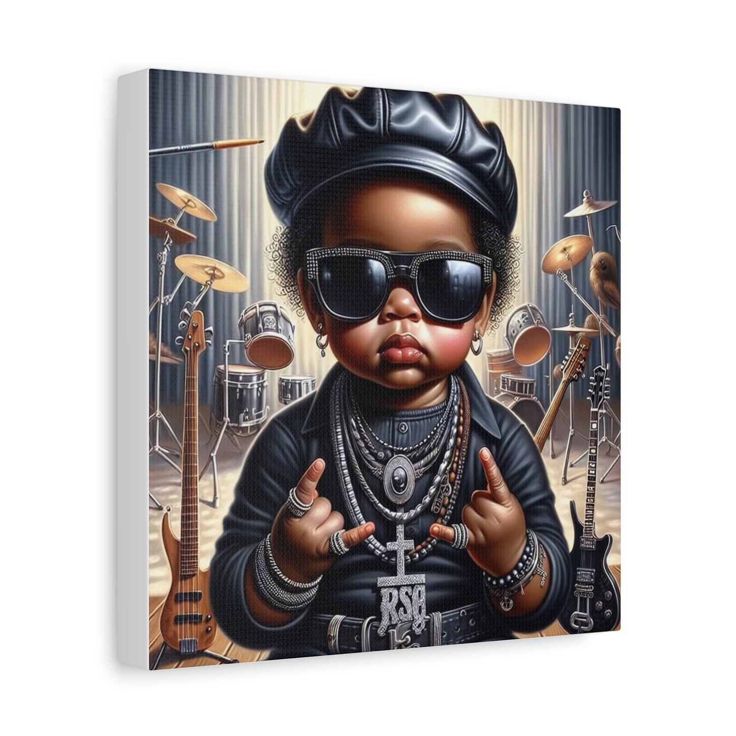Cool Little Boy Black Canvas Art
