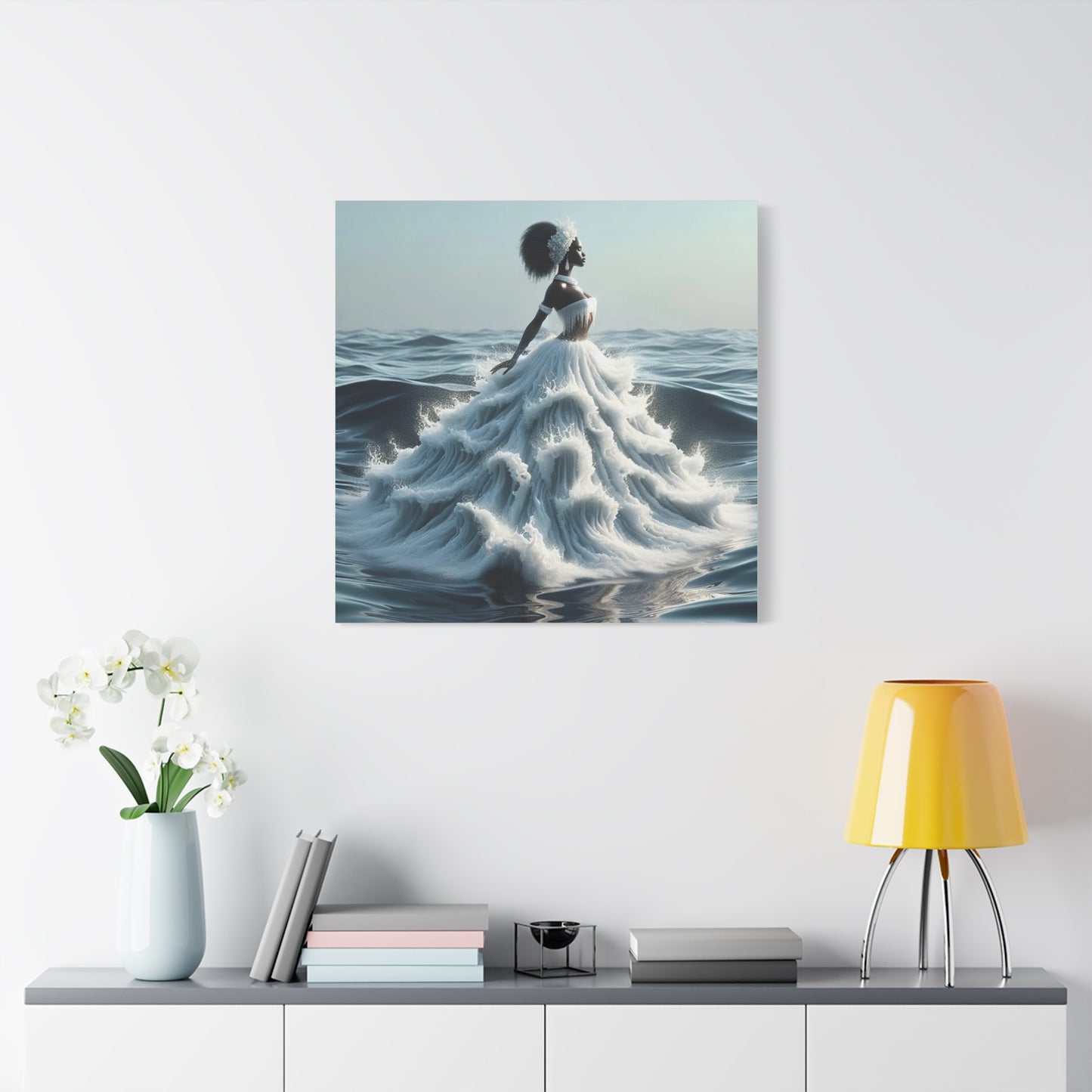 Beautiful Black Woman w Water Dress Canvas Art