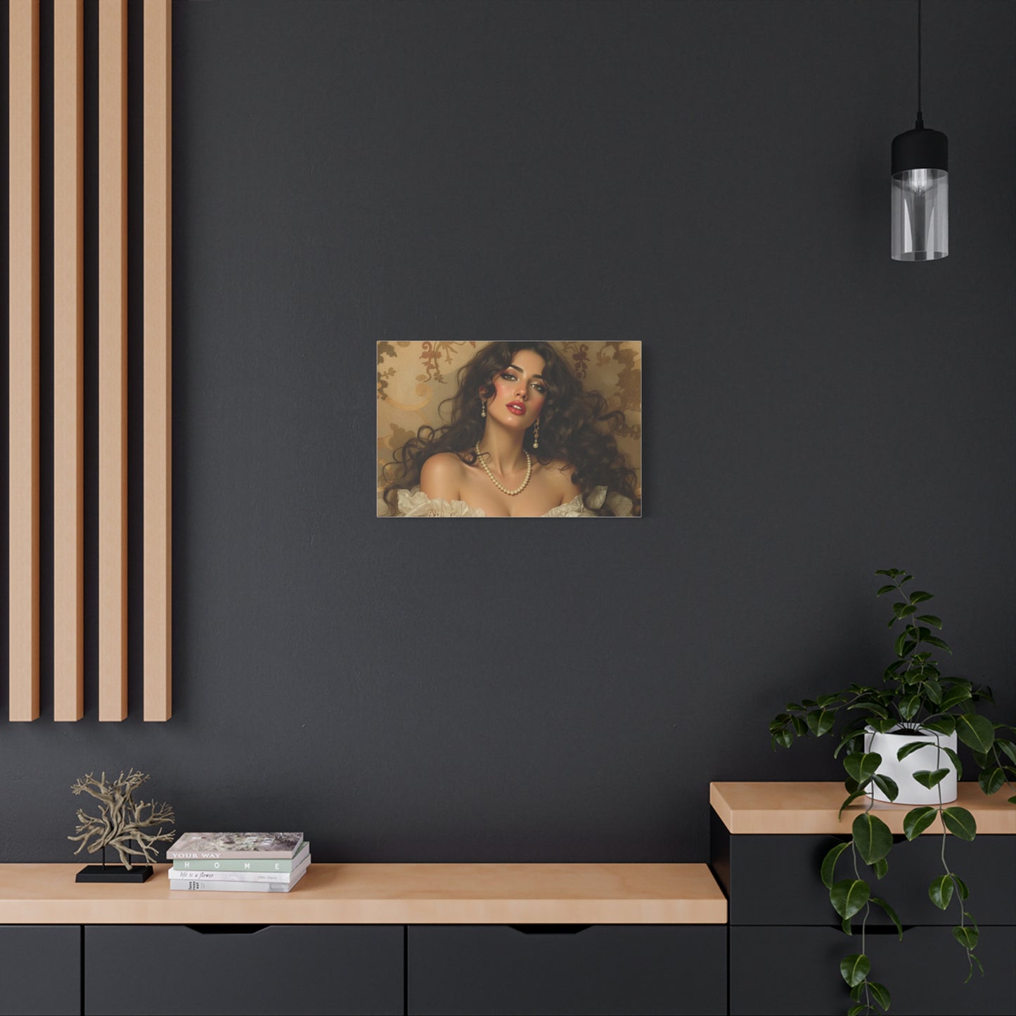 Canvas Print - Brunette Woman With Pearls