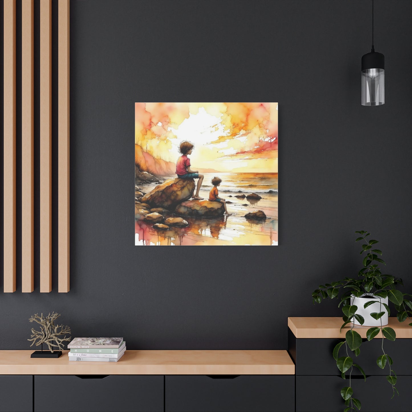 Boys on the Beach Abstract Art