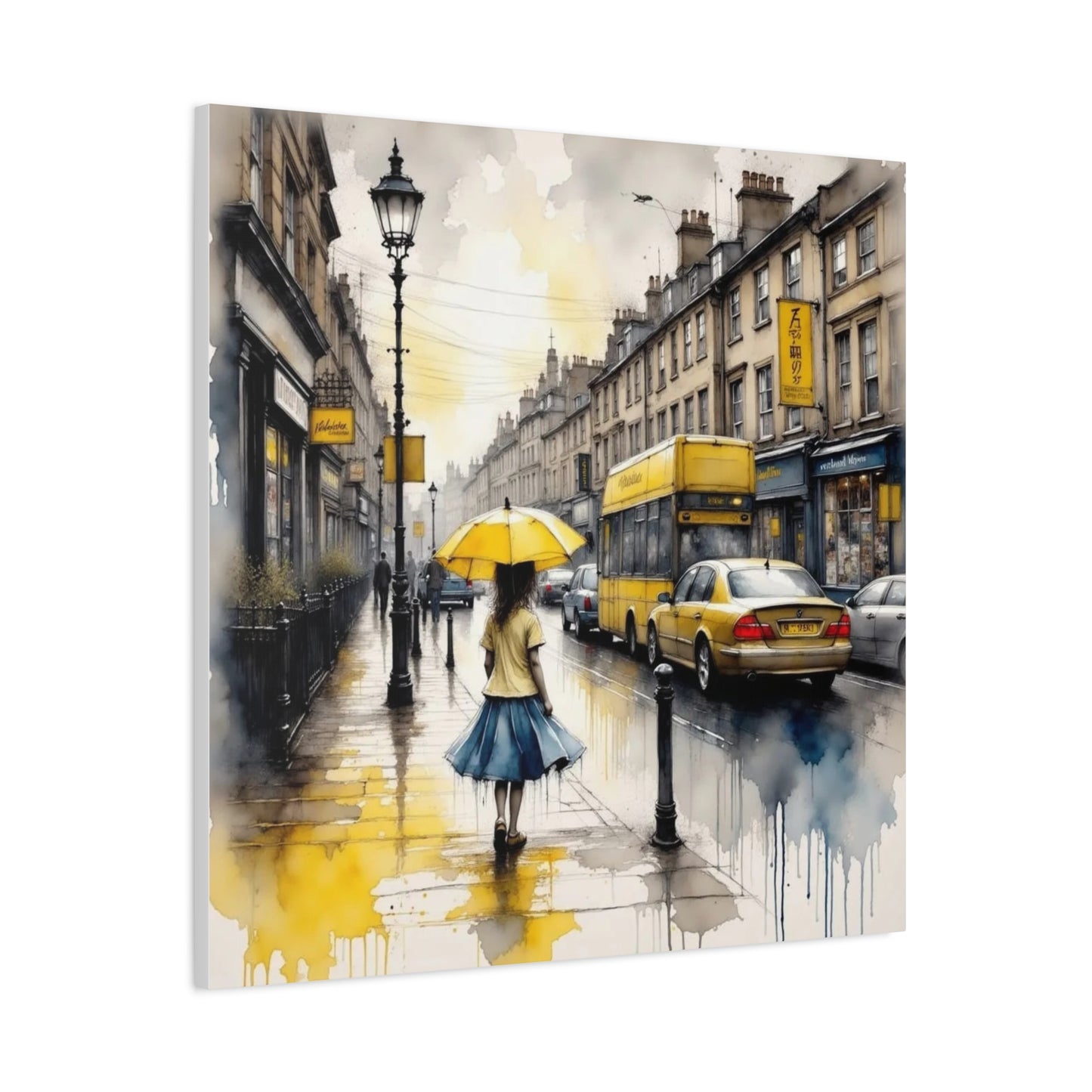 Girl with the Yellow Umbrella Abstract Art