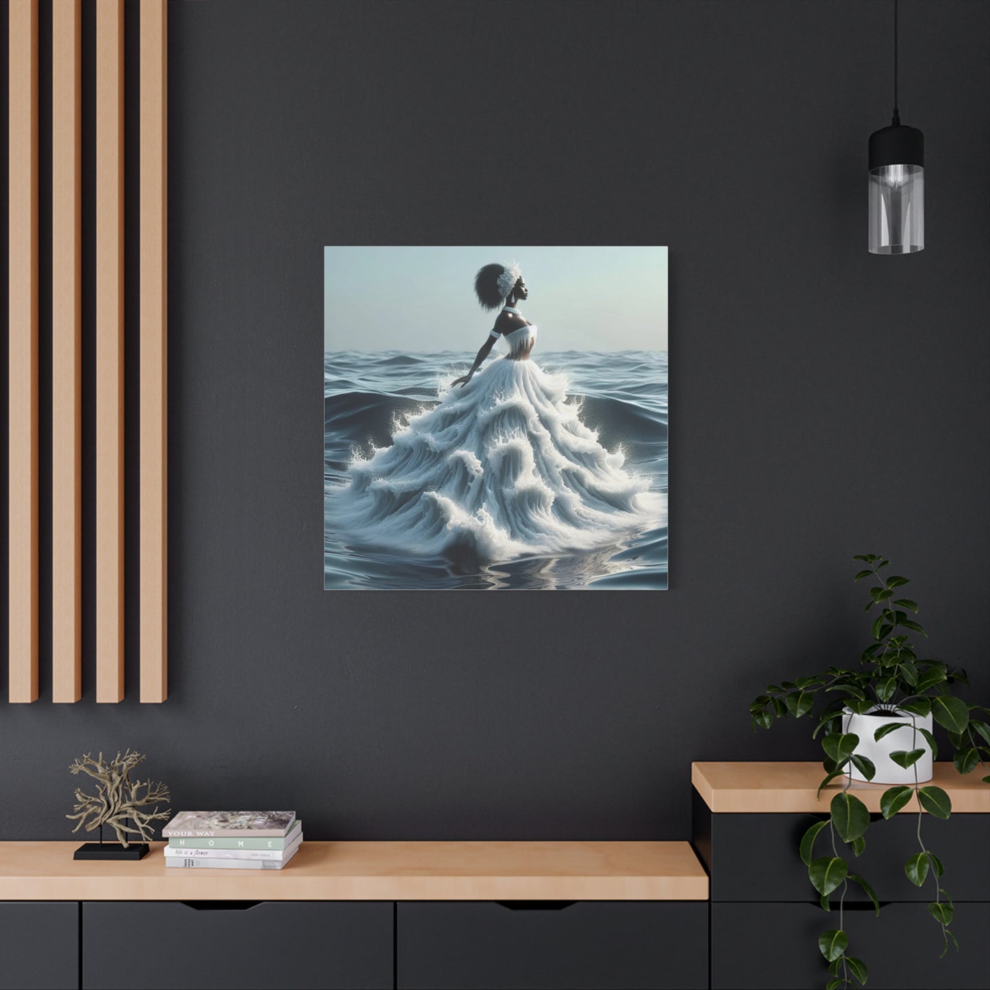 Beautiful Black Woman w Water Dress Canvas Art