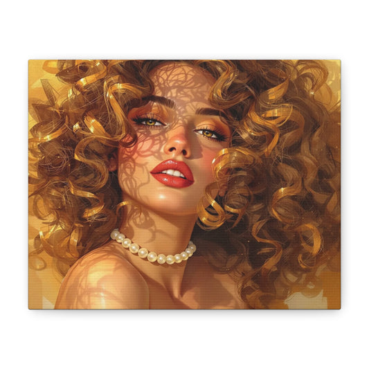 Canvas Print - Blonde Woman With Pearls