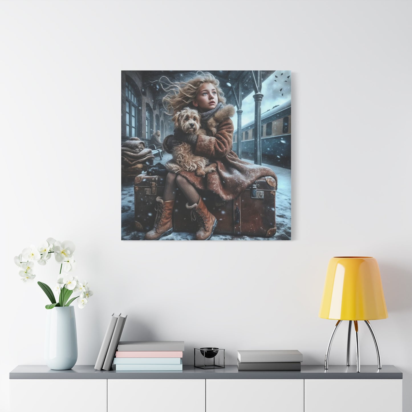 A Girl and Her Dog Art