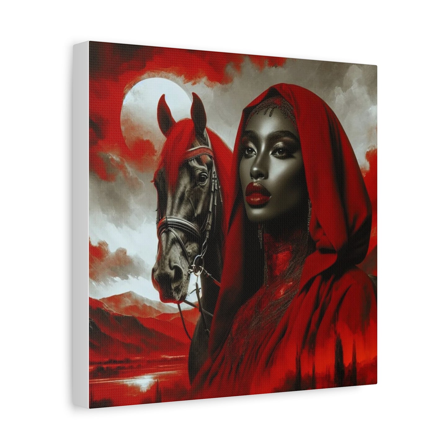 Beautiful Black Woman and her Horse Canvas Art