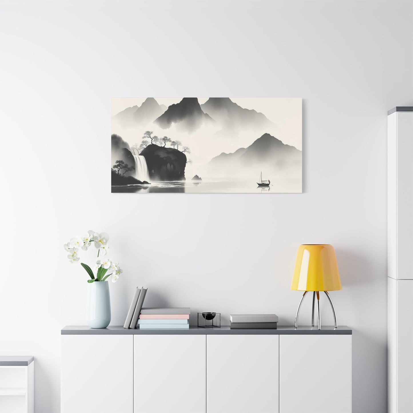 Boat in the Distance Asian Abstract Art