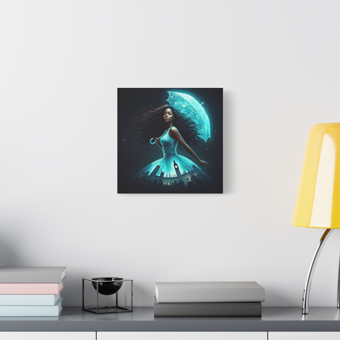 Beautiful Black Woman w Umbrella Canvas Art
